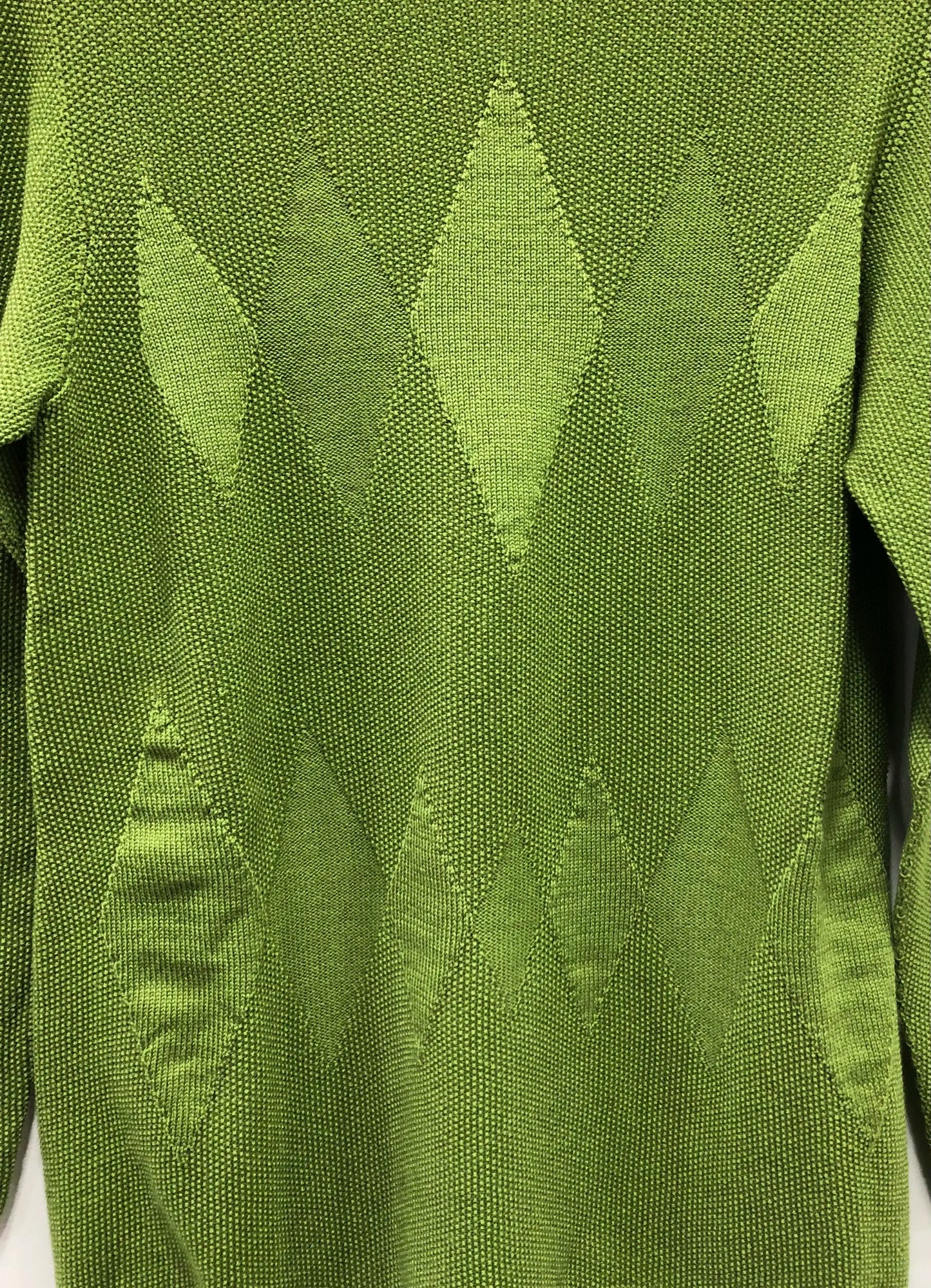 Maglia 100% Lana Merino - Verde con Motivo Geometrico