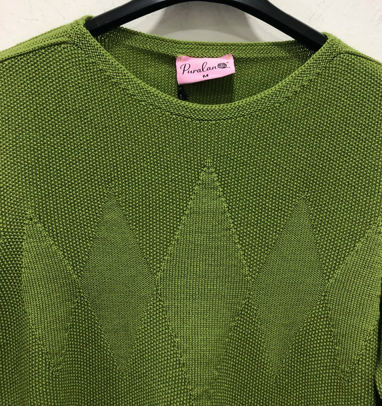 Maglia 100% Lana Merino - Verde con Motivo Geometrico