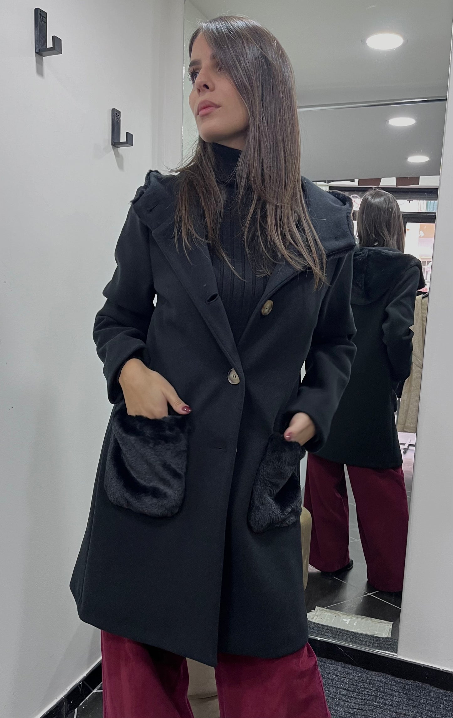 Cappotto con Tasche e Cappuccio - Made In Italy